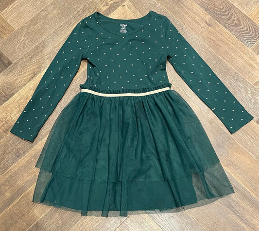 Green  Carters Holiday Dress, 7Y