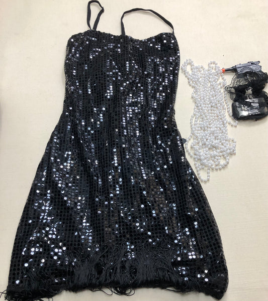 Black  Flapper Dress Set, Adult
