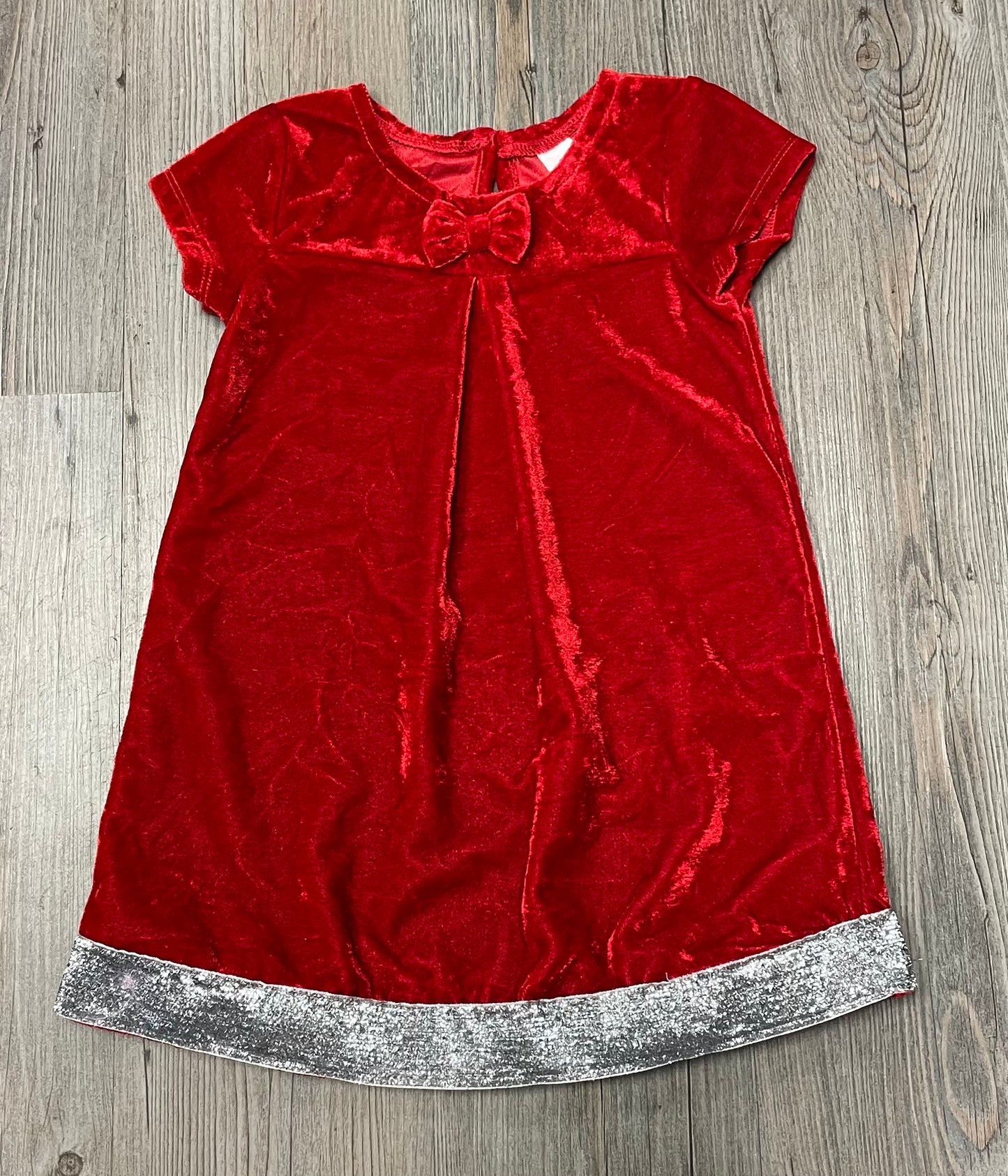 Red  Velour Holiday Dress, 3Y