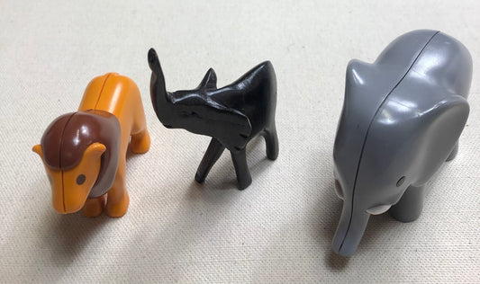 Multi  Elephant & Lion Figurine, 3pcs