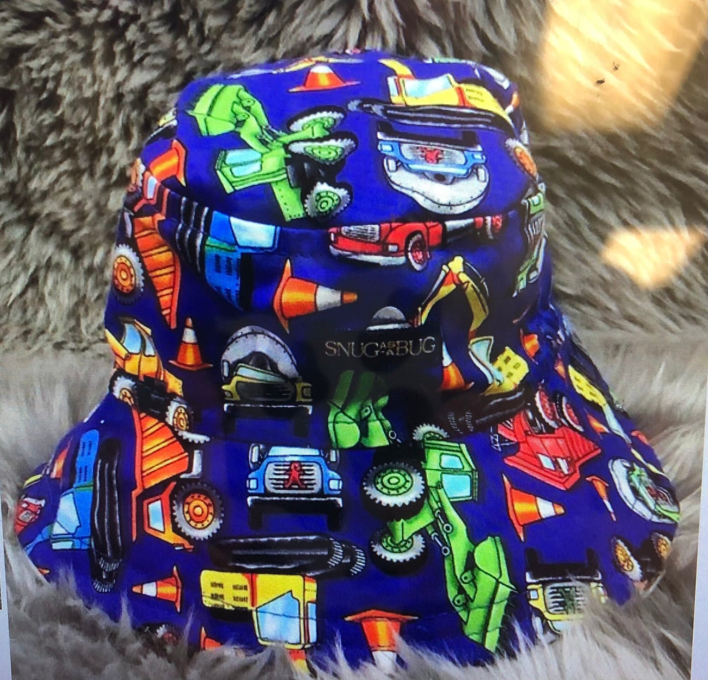 Blue  Construction Sun Hat, 3-6M
