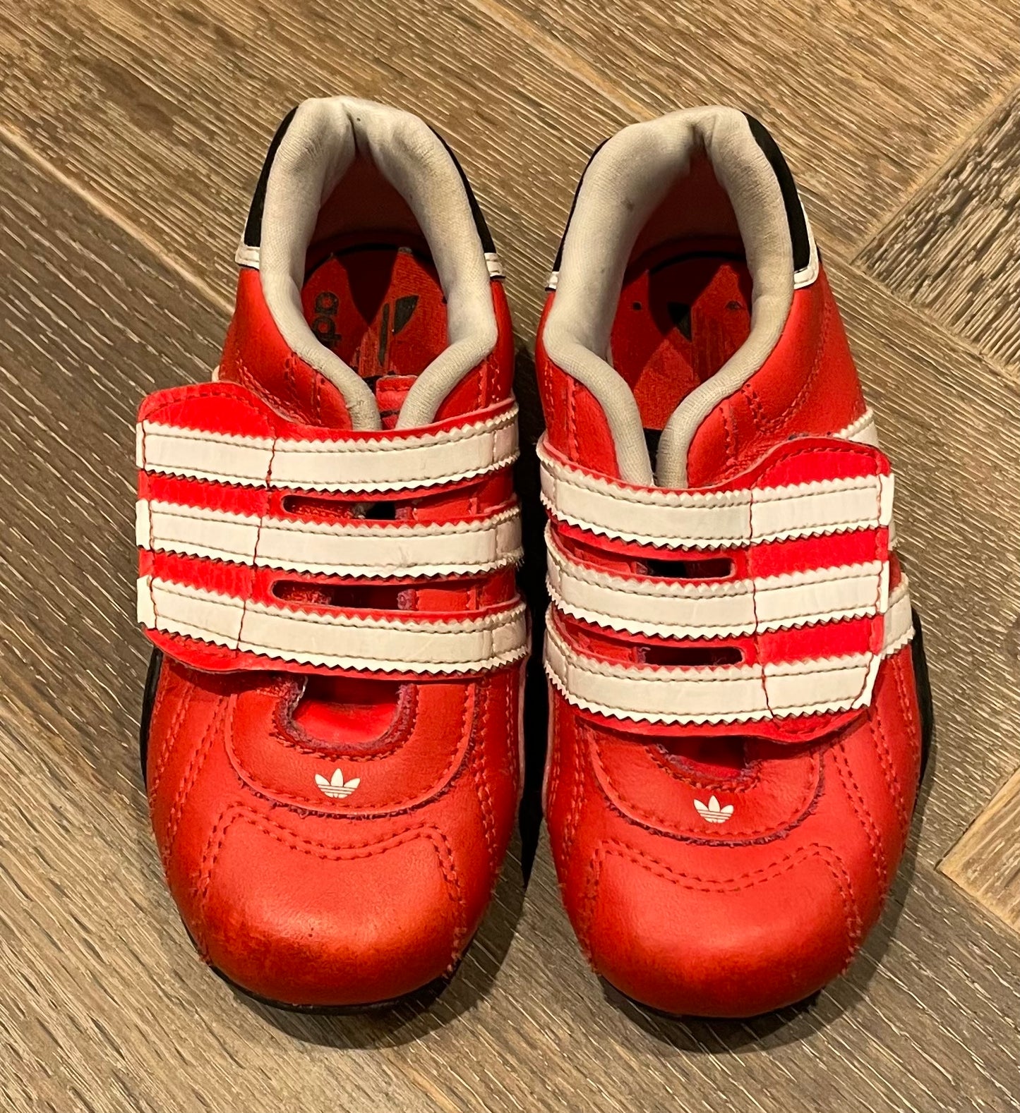 Red  Adidas Velcro Shoes, 7T