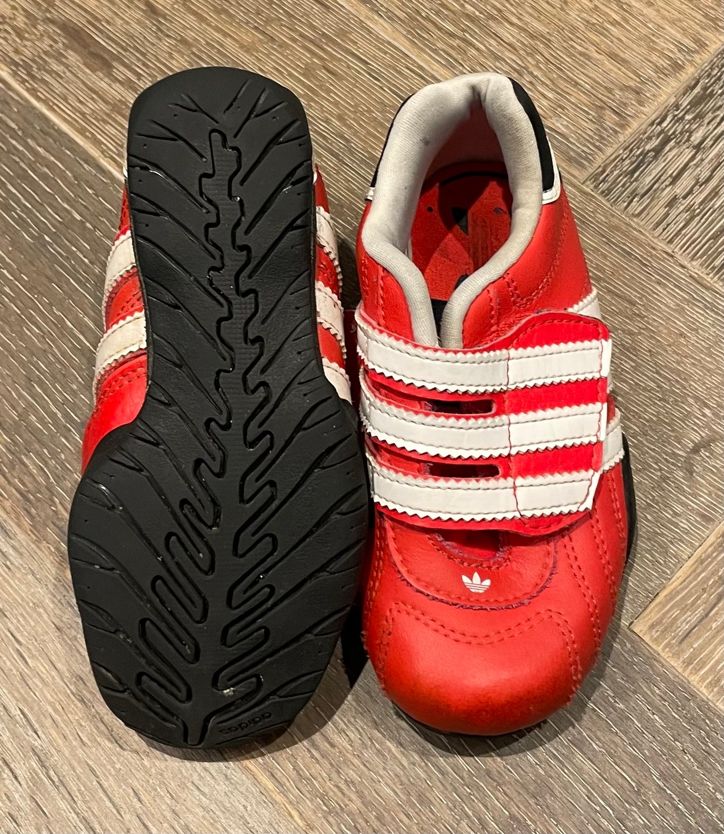 Red  Adidas Velcro Shoes, 7T
