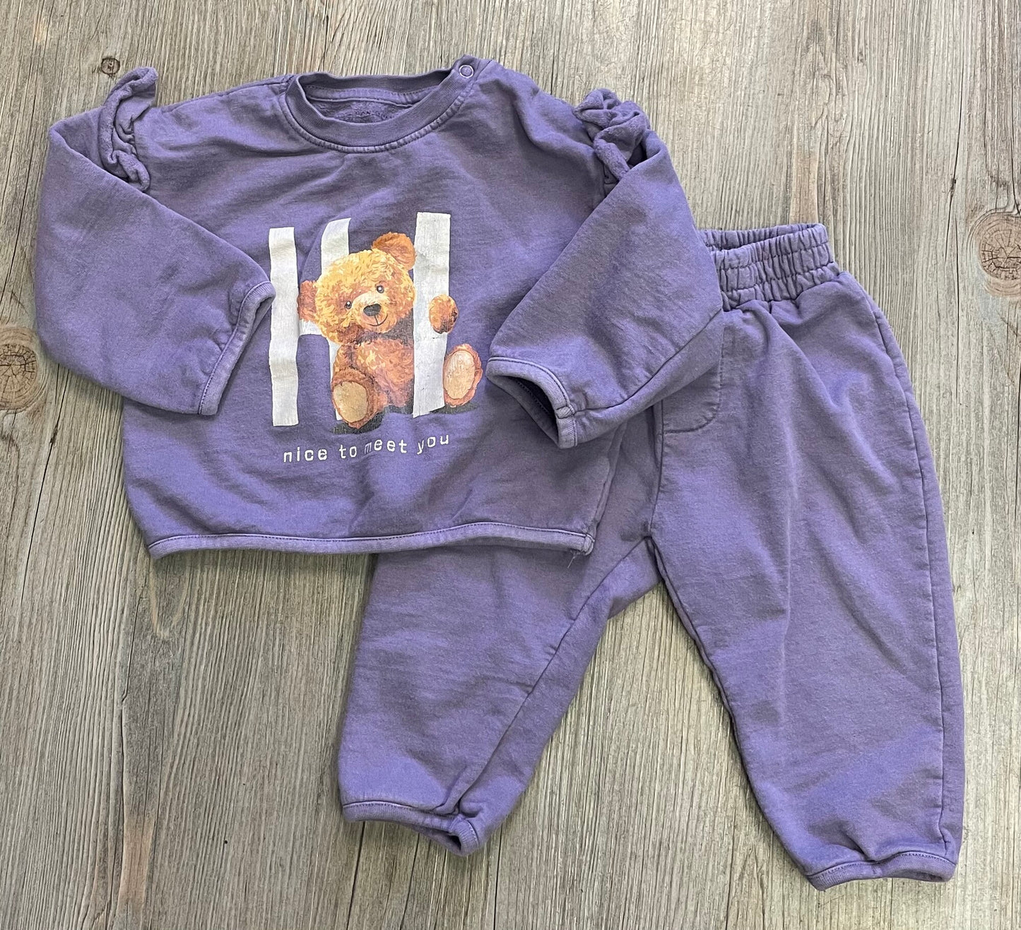 Purple  Honigman Sweat Set, 6-12M