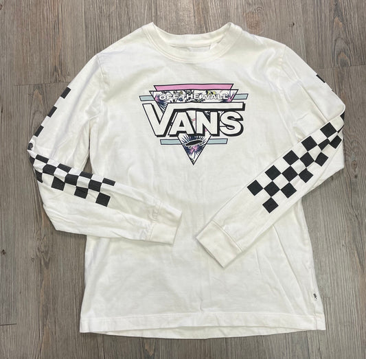 White  Vans LS Tee, 10-12Y