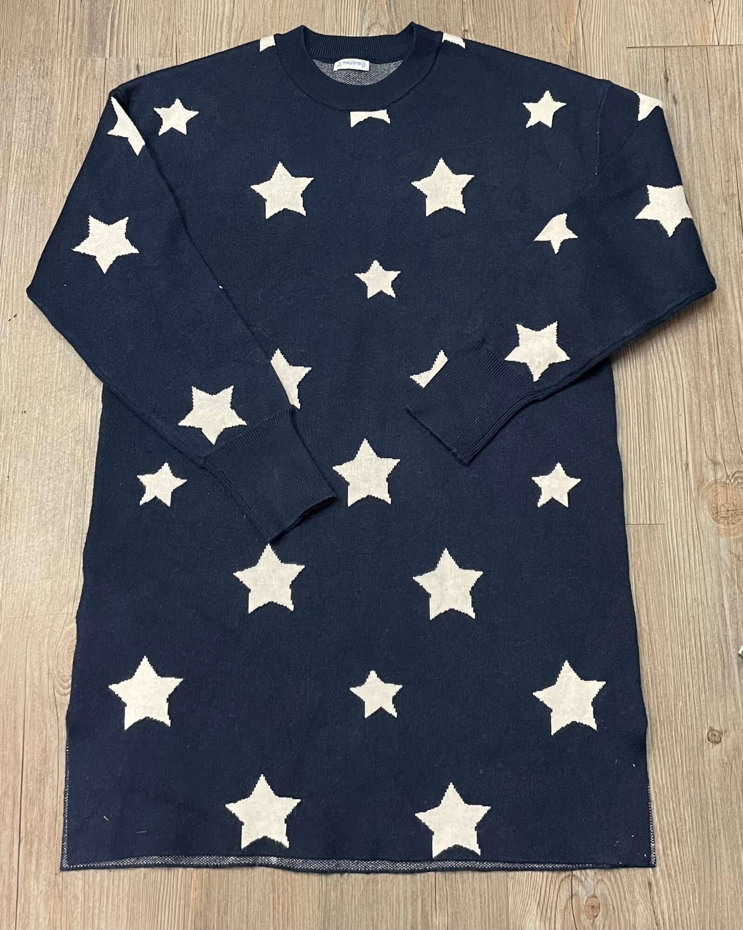 Navy  Mayoral Knit Star Dress, 14Y