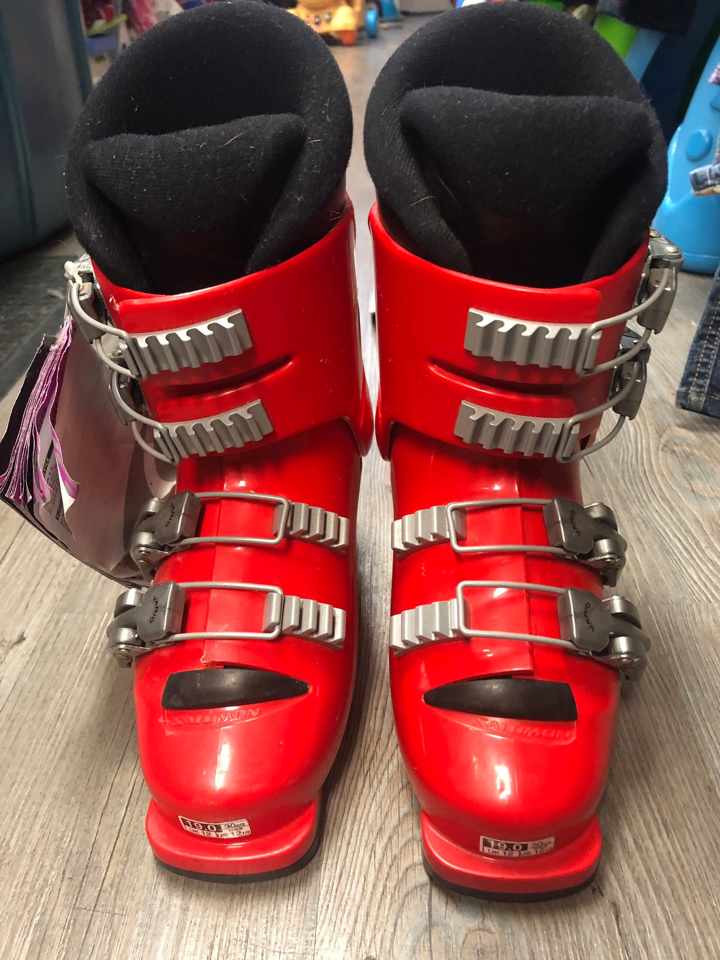 Red  Solmon T4 Ski Boots, 12.5