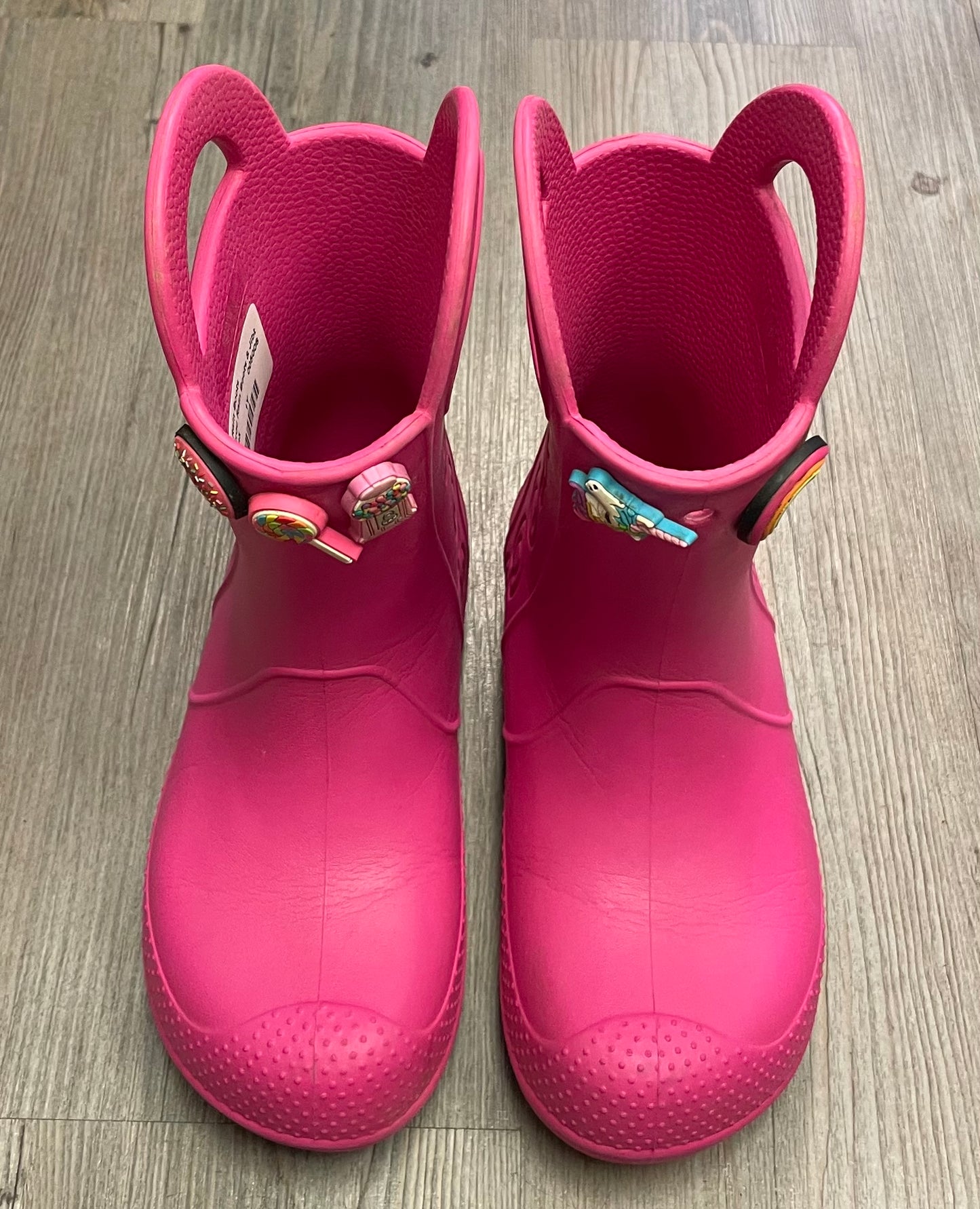 Pink  Croc Rain Boots & Jibbitz, 1Y