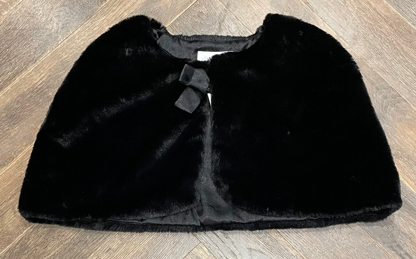 Black  CP Faux Fur Shrug, 10-12Y