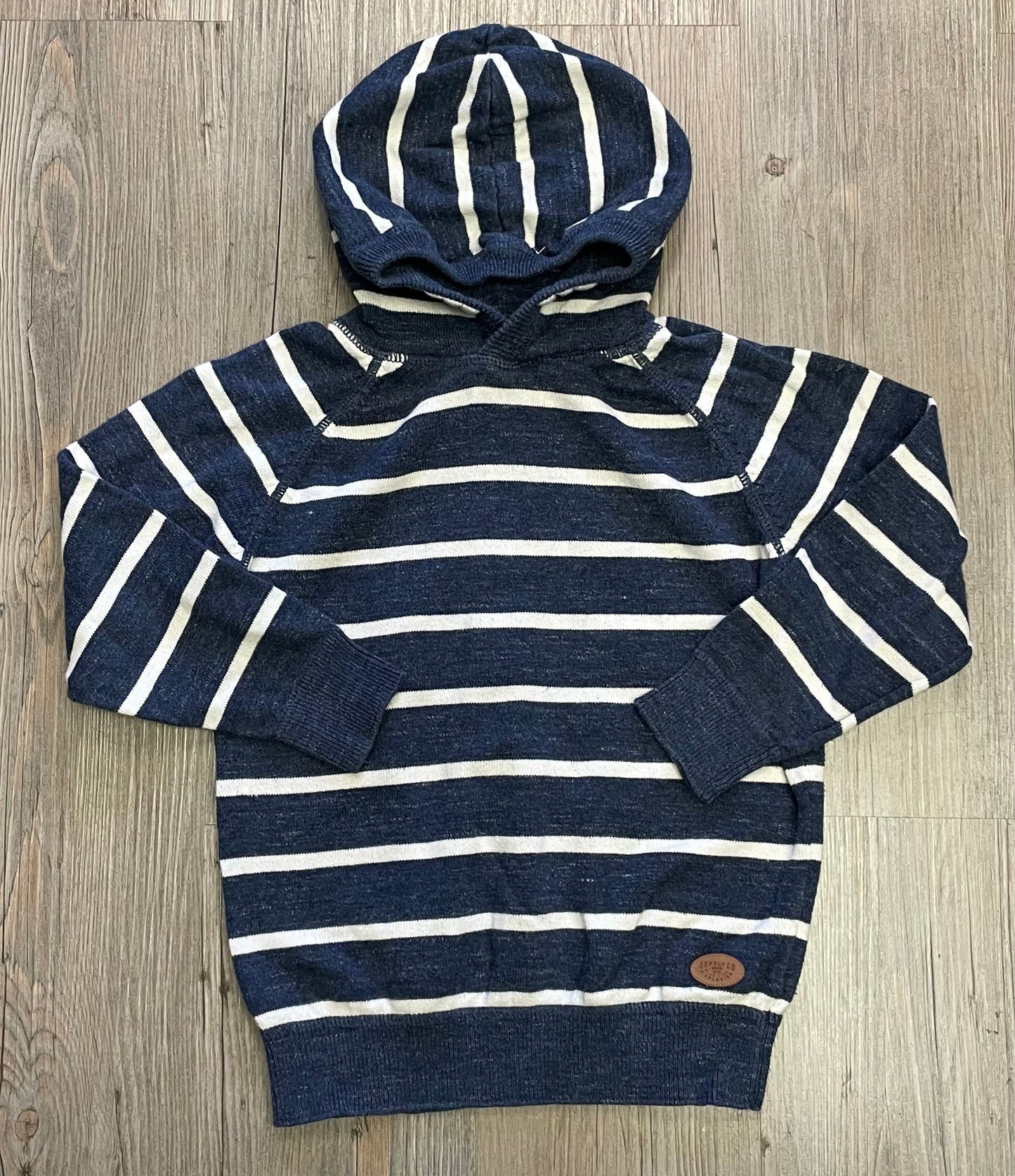 Blue  H&M Hooded Knit Sweater, 4-6Y