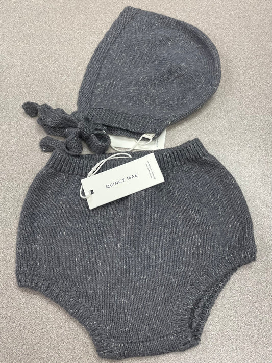 Navy Hea  Quincy Mae Knit Bonnet, 3-6M