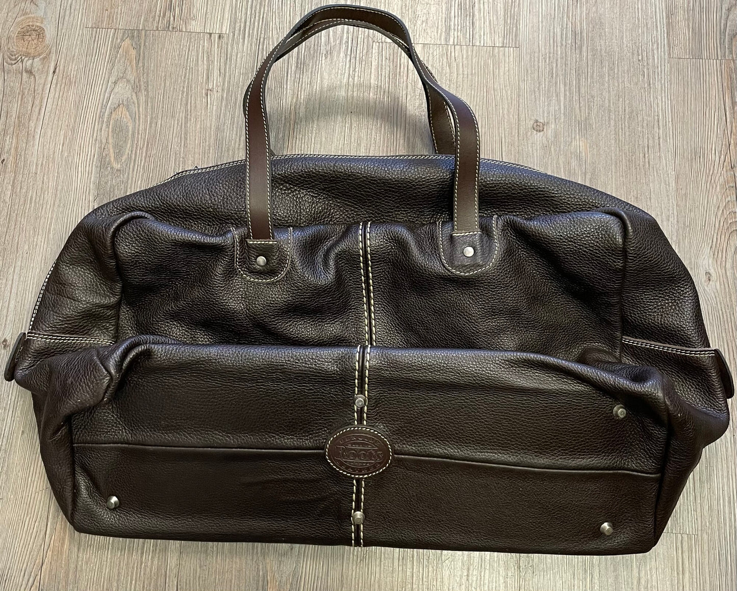 Chocolat  Roots Leather Tote Bag, Large