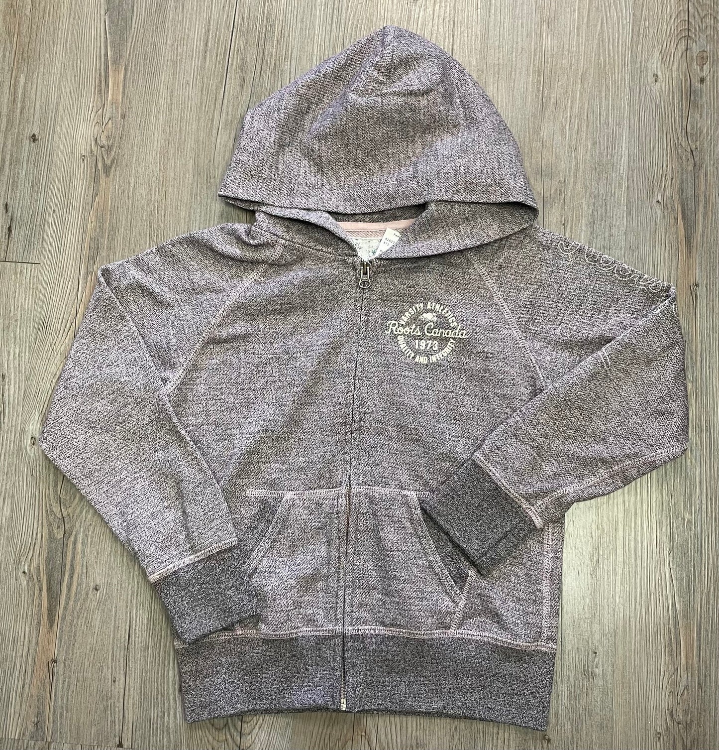 Pink/gre  Roots Zip Hoodie, 9-10Y