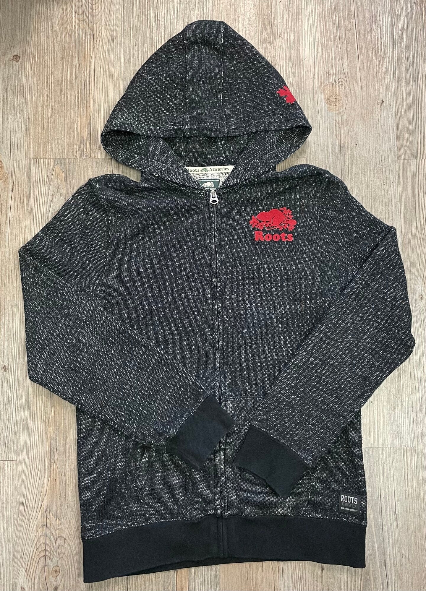 Black  Roots Zip Hoodie, 13-14Y