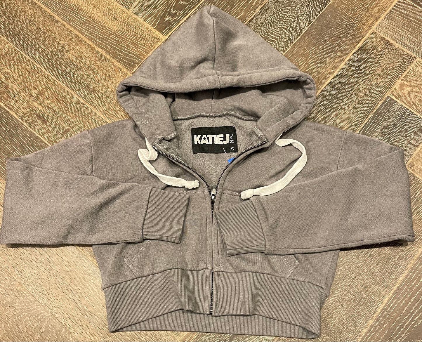 Grey  KATIEJNYC Cropped Hoodie, 7-8Y