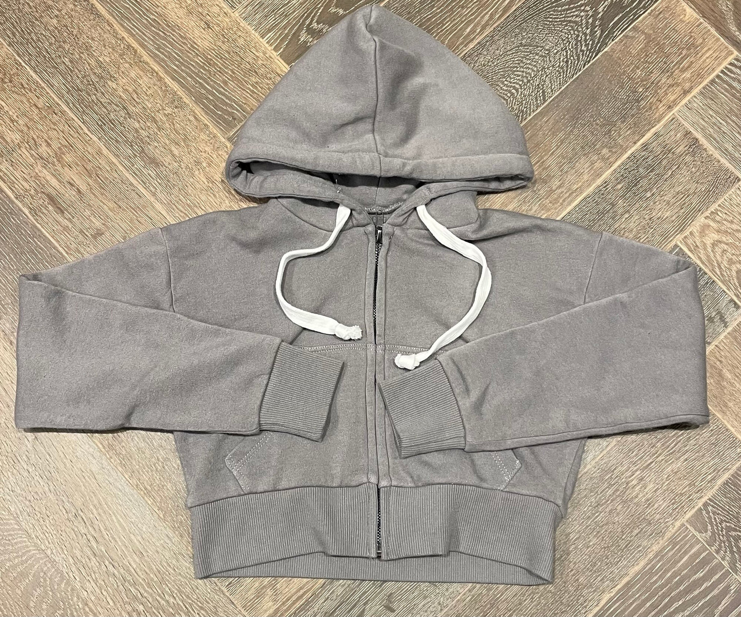 Grey  KATIEJNYC Cropped Hoodie, 7-8Y