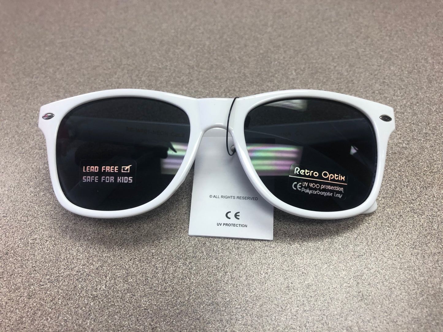 White  Glossy Sunglasses - NEW!, 4-7 Years