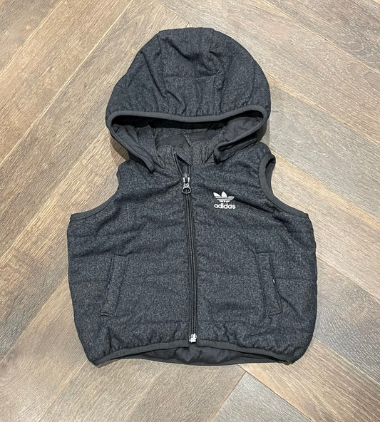 Charcoal  Adidas Hooded Vest, 6M