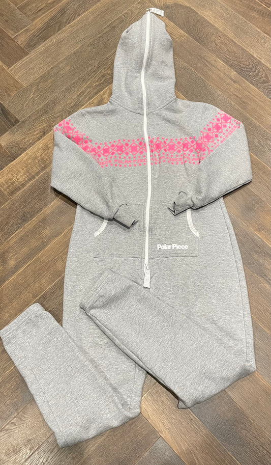 Grey  Polar Piece Hooded Onesie, Large