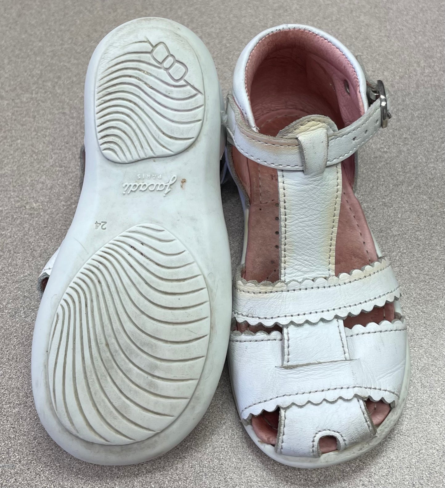 White  Jacadi Sandals, 7T