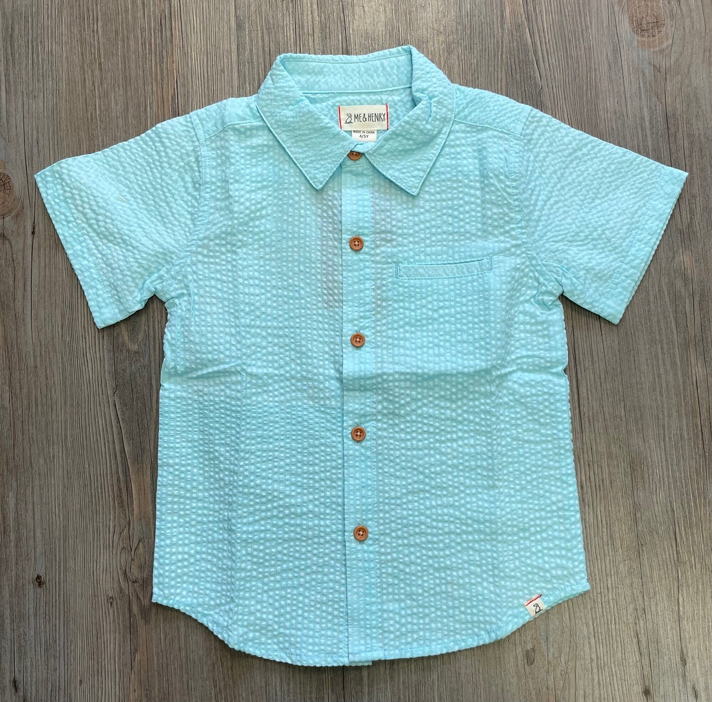 Teal  Me & Henry SL Shirt, 4-5Y