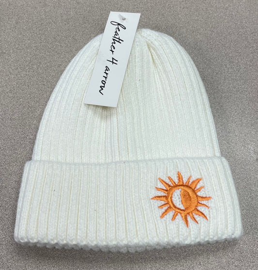 White  F4A Knit Beanie Hat, One Size