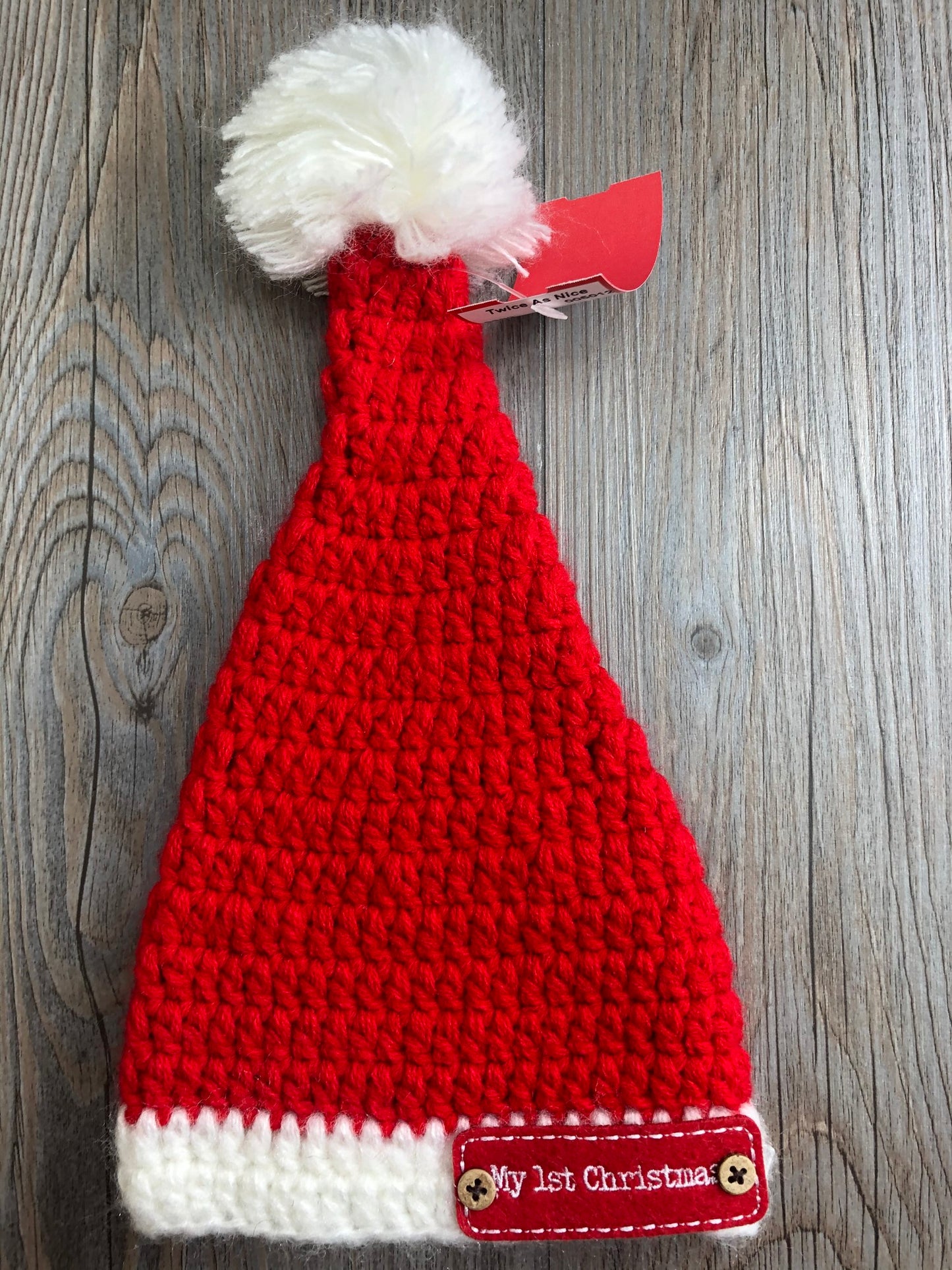 Red  My 1st Christmas Knit Hat, 0-3M
