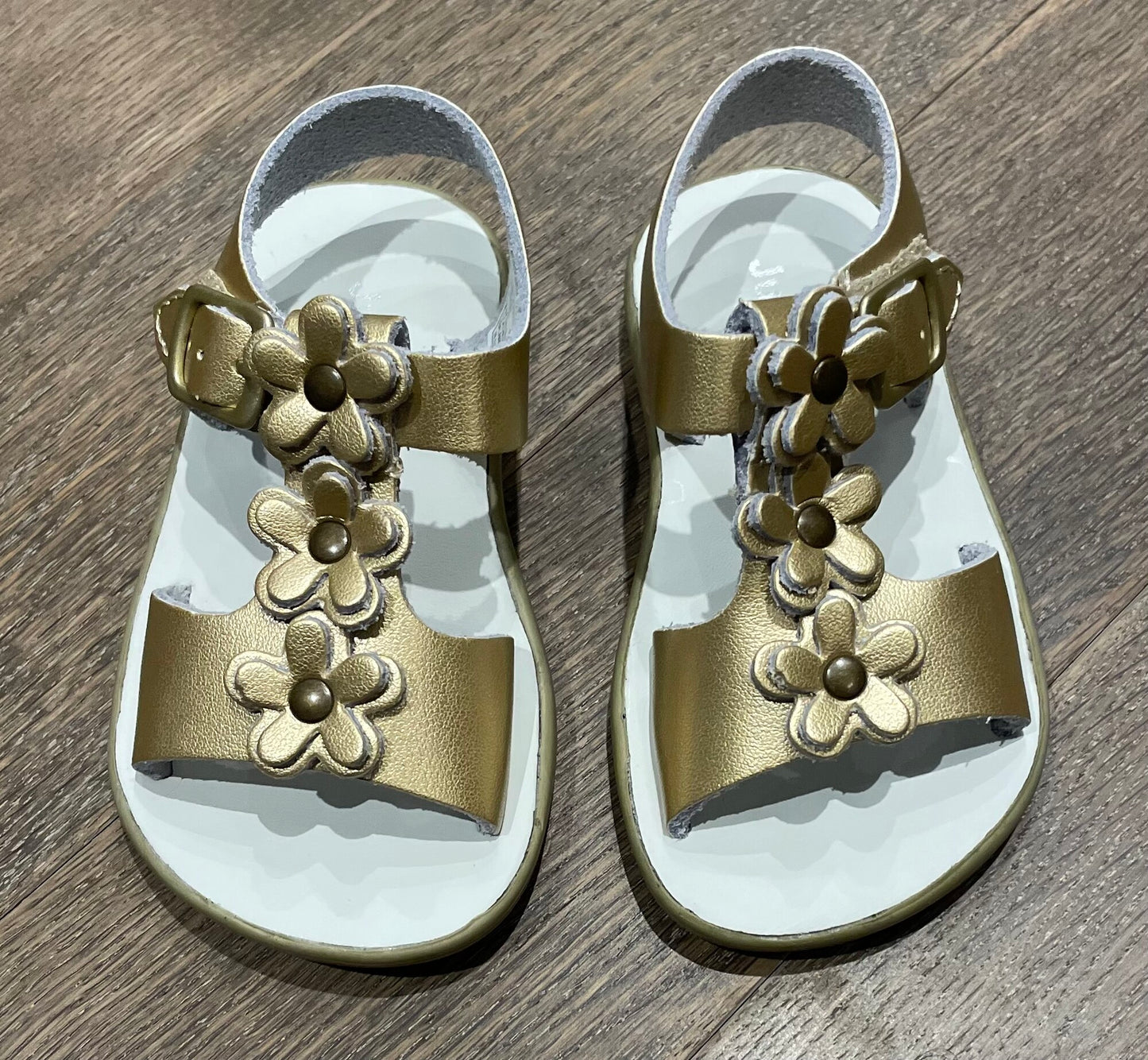 Gold  Jumping Jacks Sandals, 5T