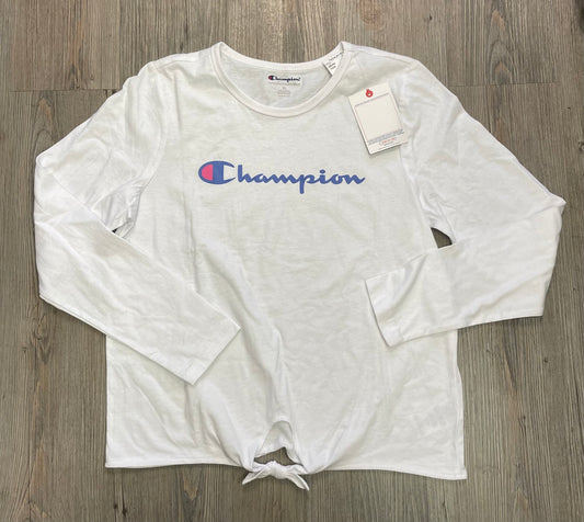 White  Champion LS Tee, 11-12Y