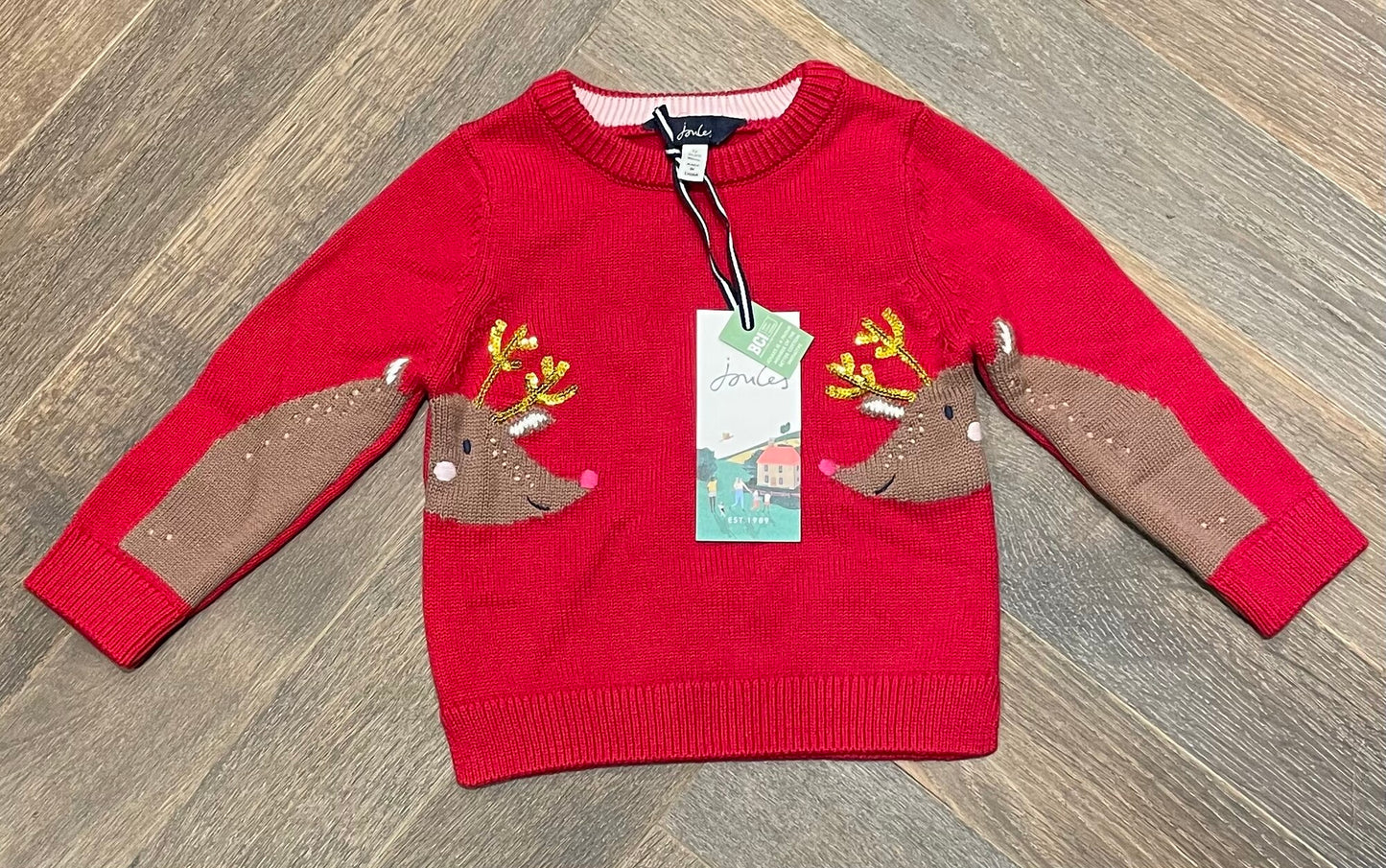 Red  Joules Reindeer Sweater, 1Y