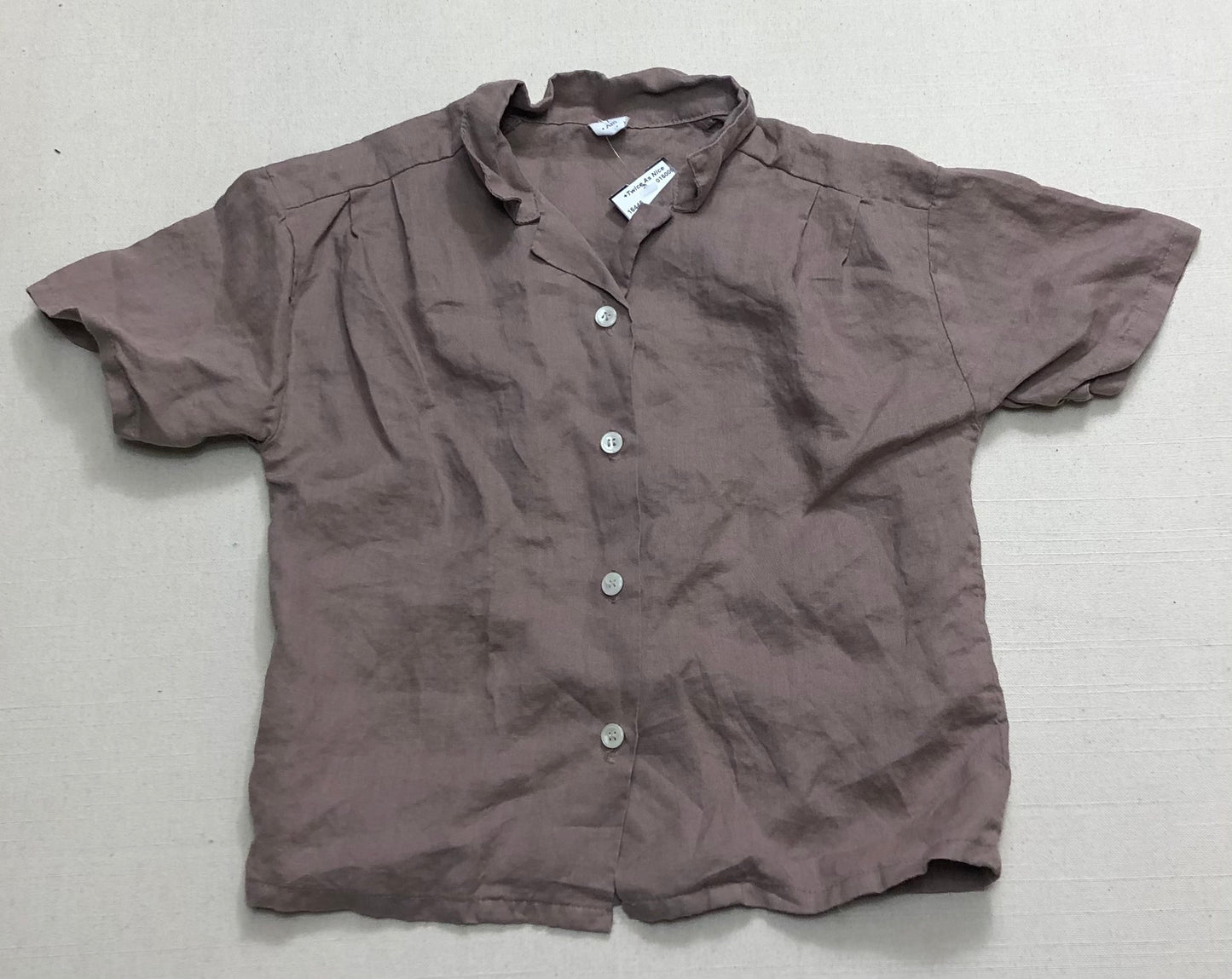 Brown  Here I Am Linen Shirt, 8-9Y