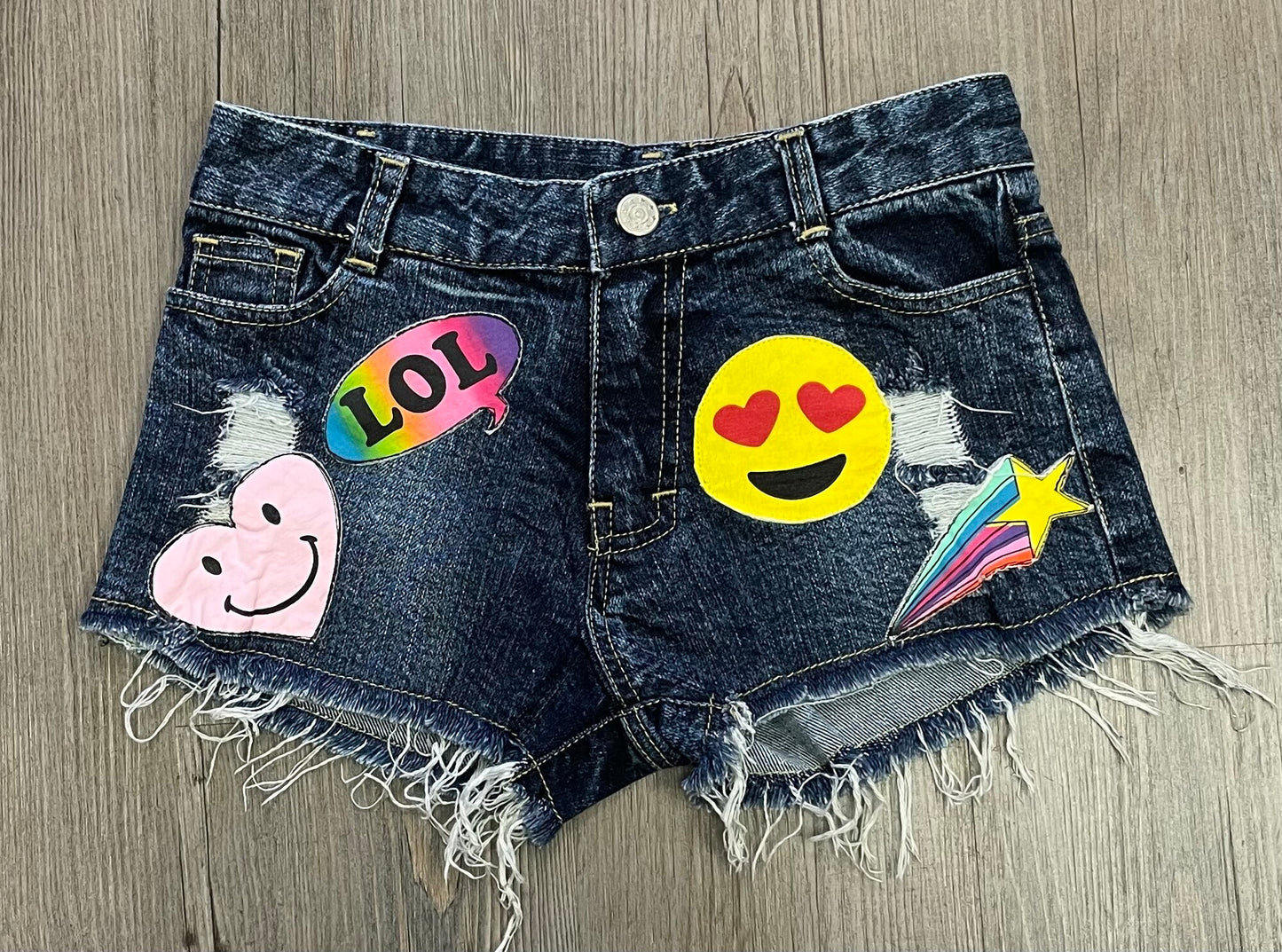Blue  FBZ Emoji Denim Shorts, 8-10Y