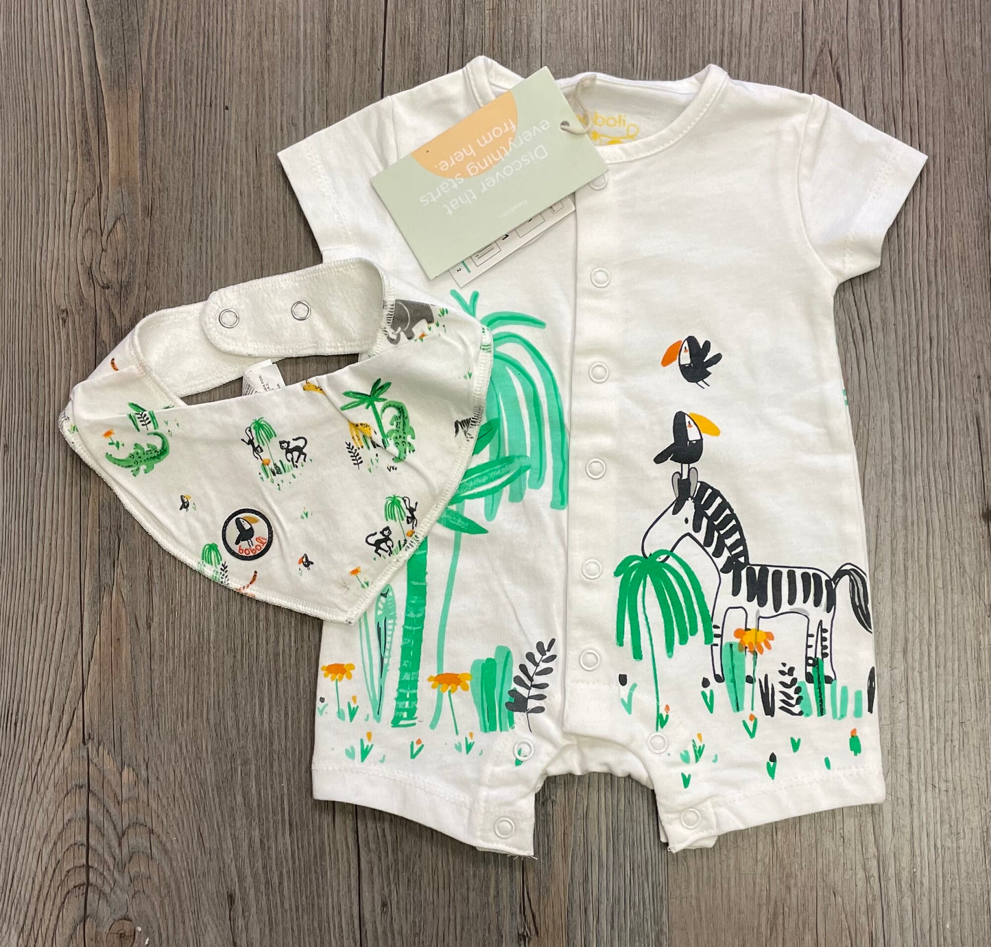 Multi  Boboli Romper 2pc Set, 1M