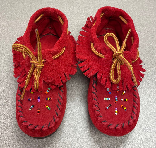 Red  Moccasin Shoes, 8T