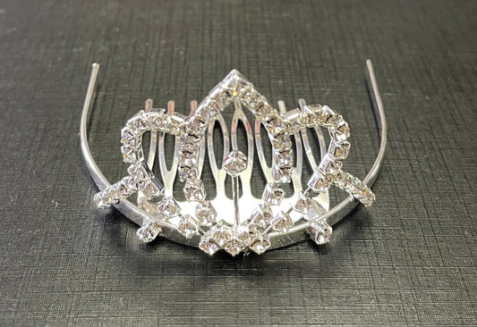 Silver  Tiara - Jeweled #7, Hair Clip