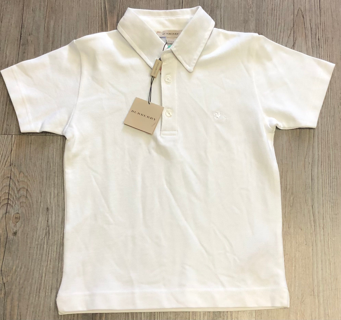 White  Burberry Polo, 6Y