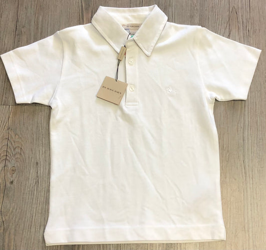 White  Burberry Polo, 6Y