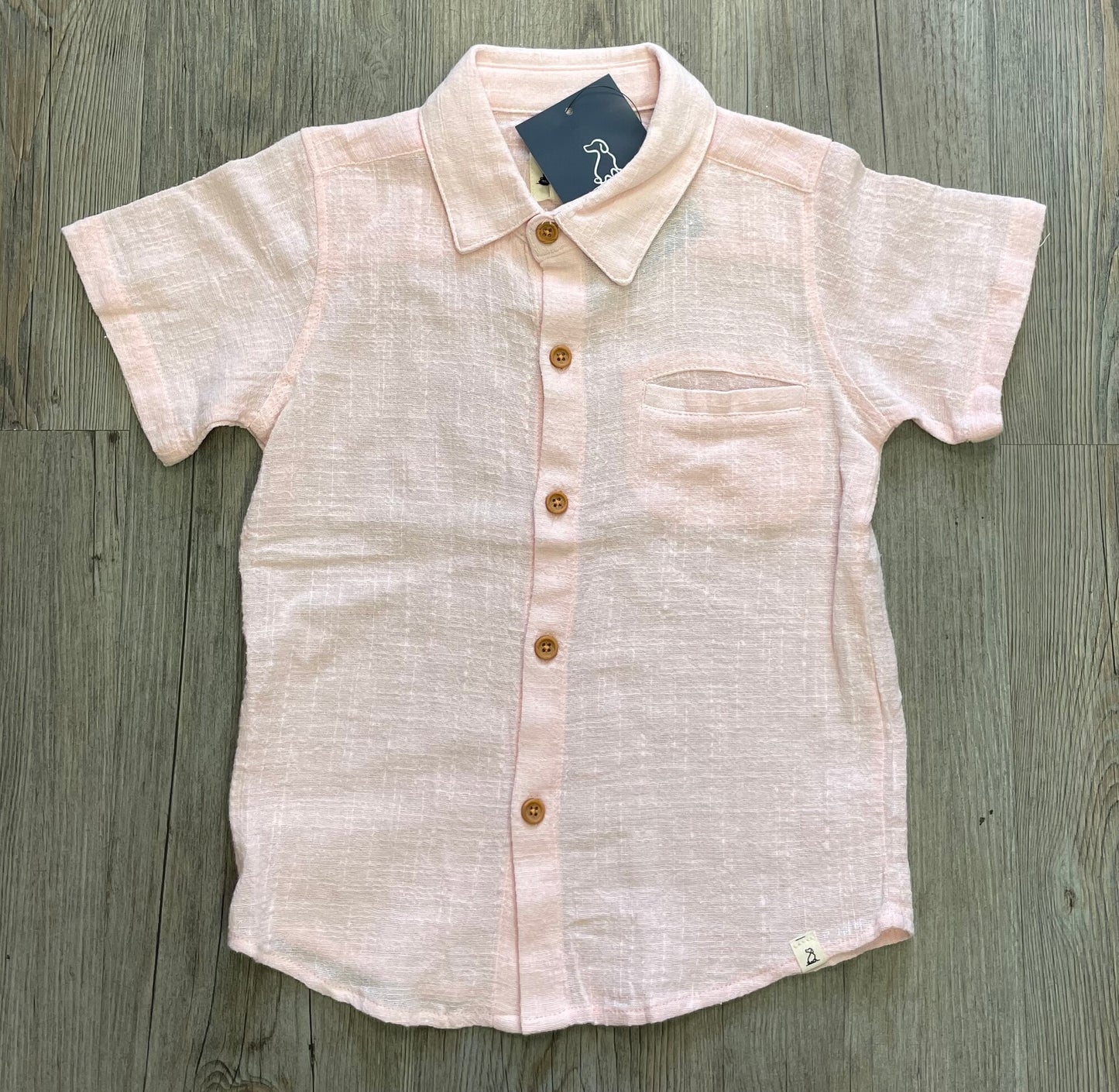 Pink  Me & Henry SL Linen Shirt, 4-5Y