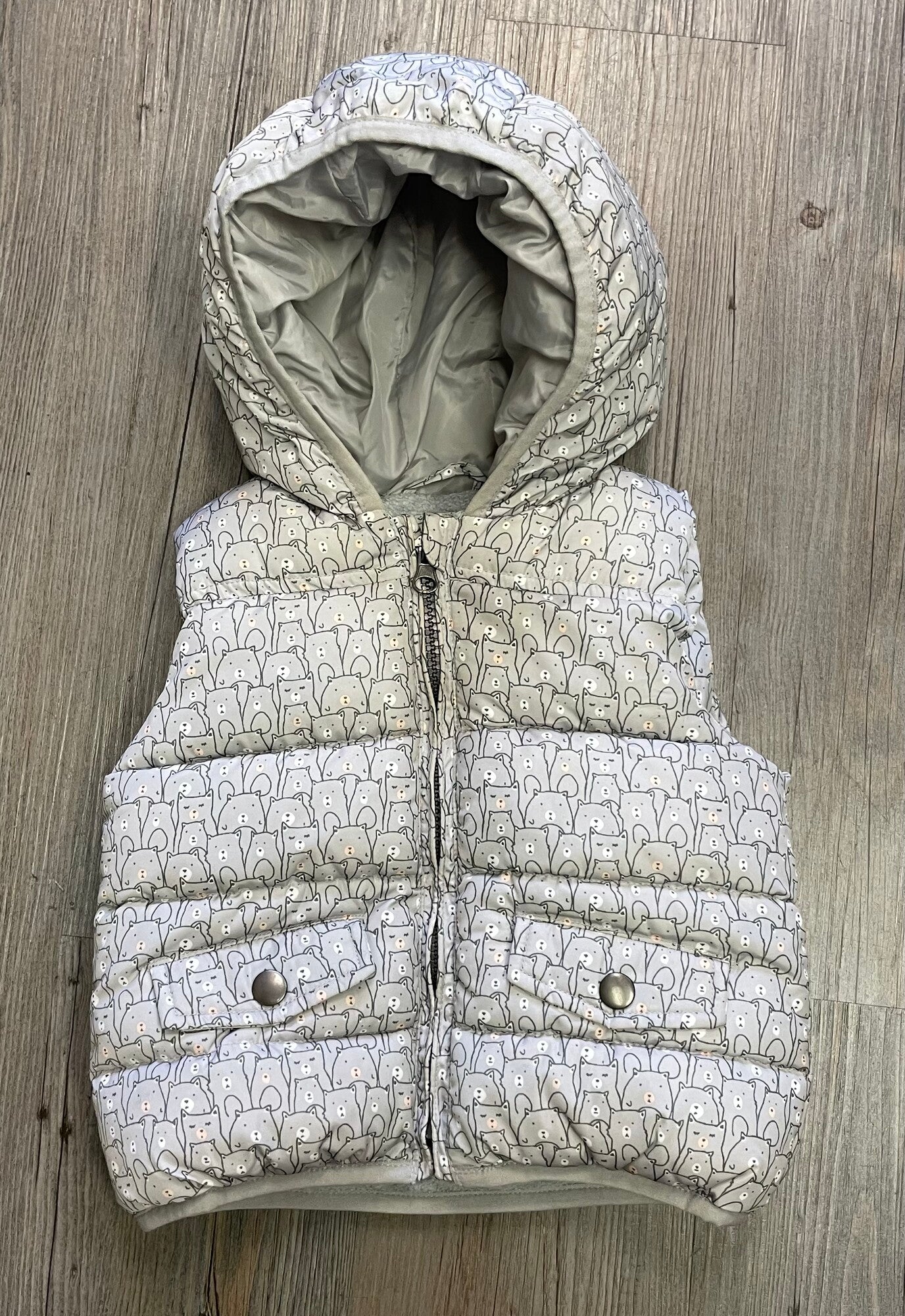 Grey  Mango Hooded Winter Vest, 2Y