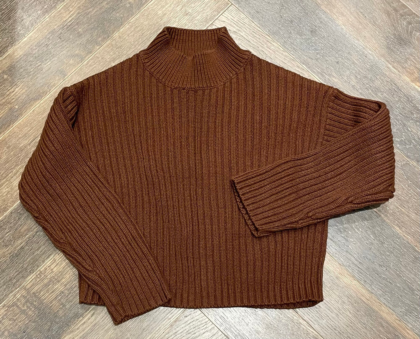 Brown  Zara Mock Neck Knit LS, 8-9Y