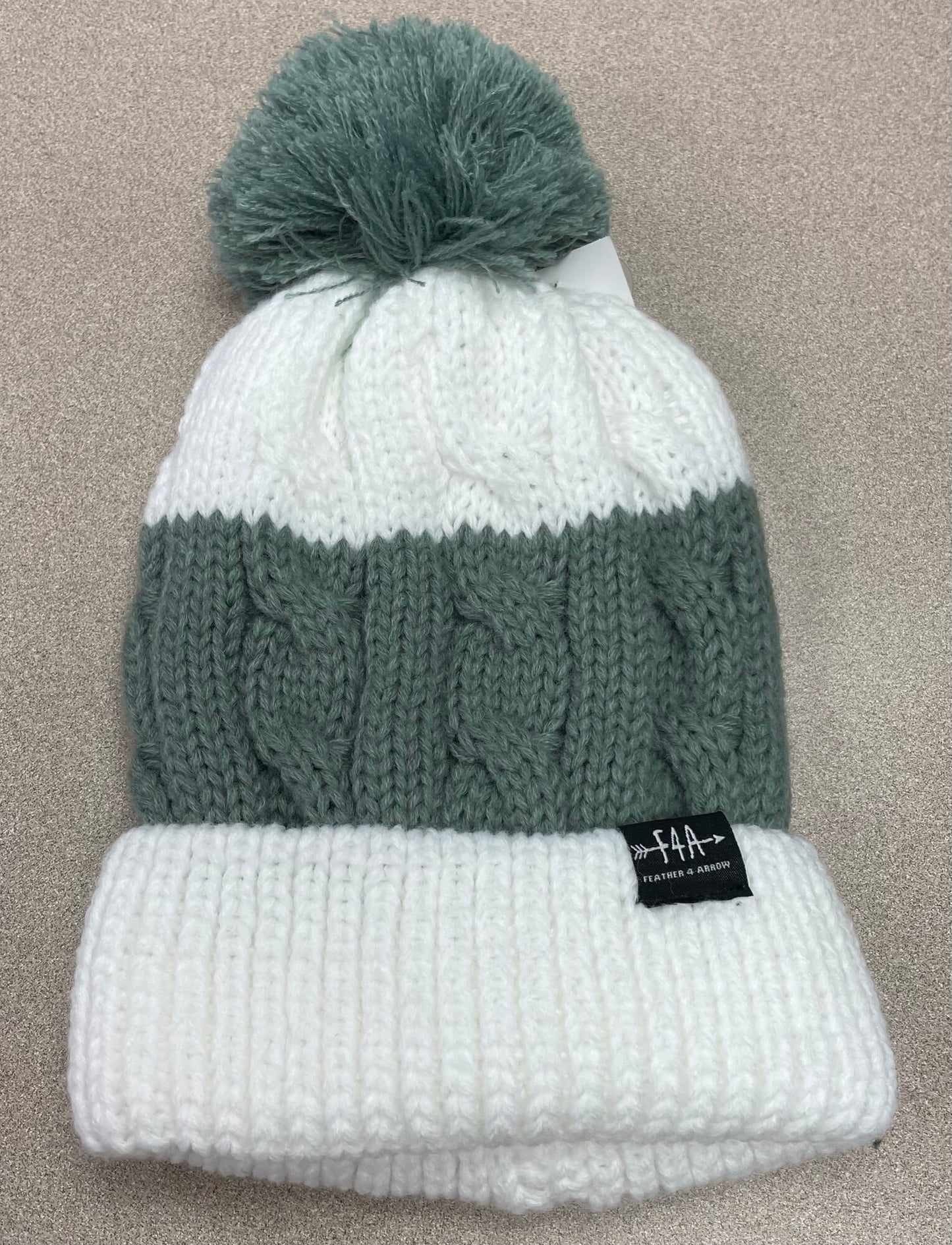White/gr  F4A Knit Beanie Hat, One Size