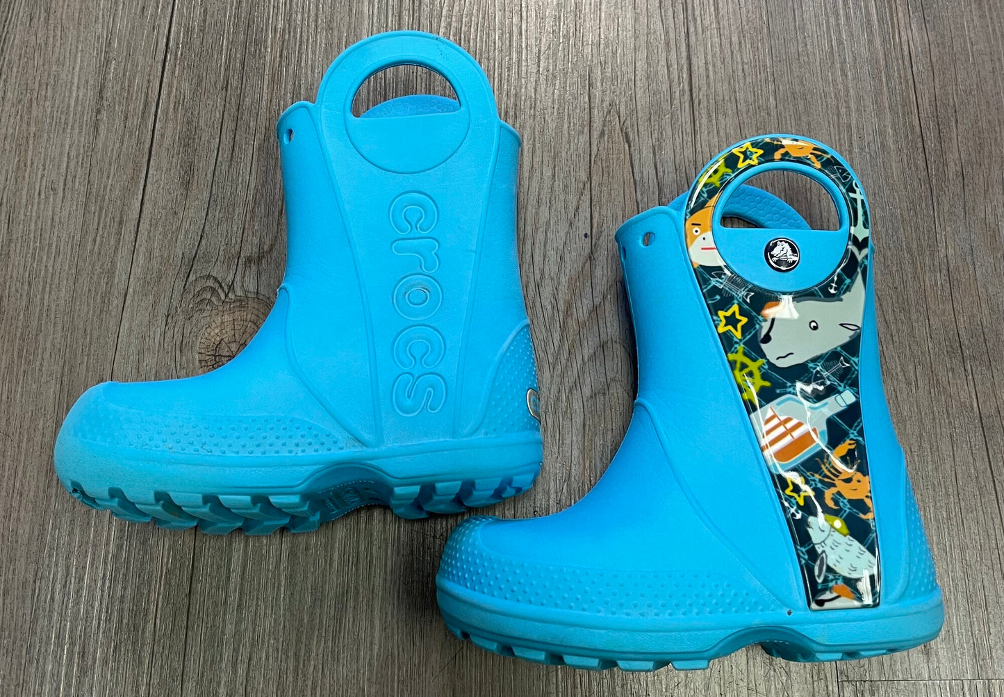 Blue  Crocs Rain Boots Sealife, 8T