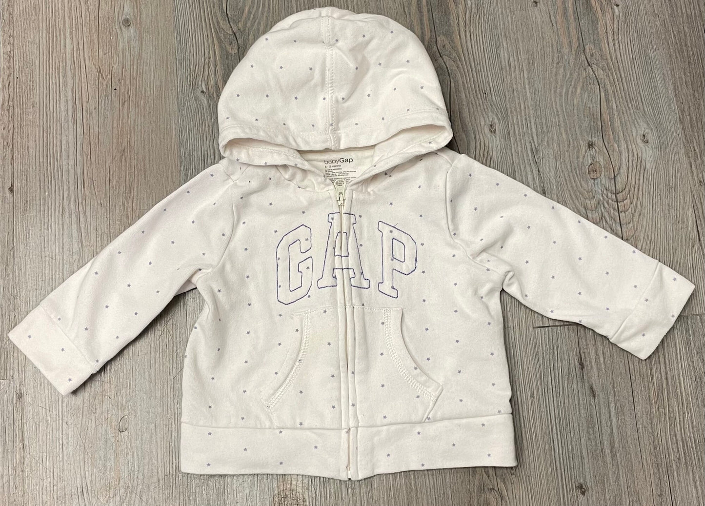 White  Baby Gap Zip Hoodie, 6-12M