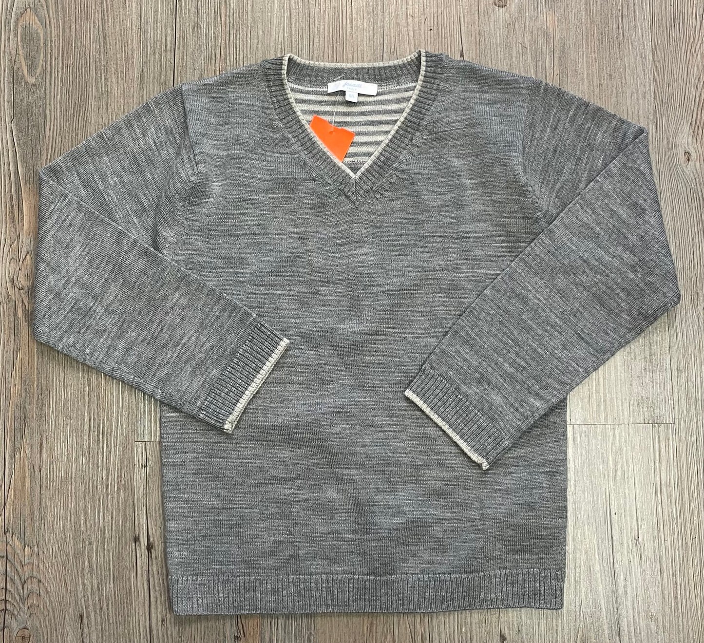 Grey  Jacadi V Neck Wool Shirt, 8Y