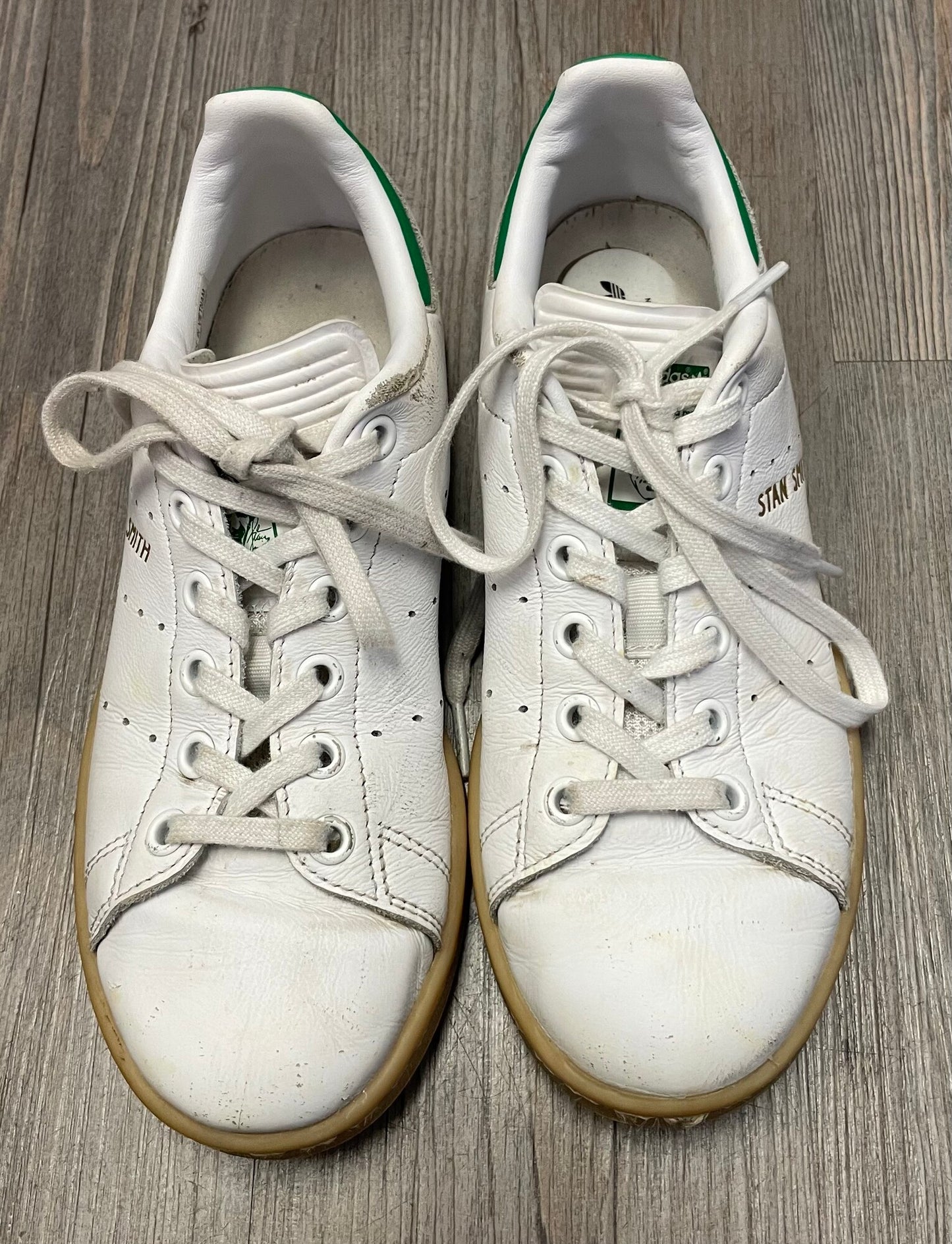 White  Adidas Stan Smith Shoes, 4Y