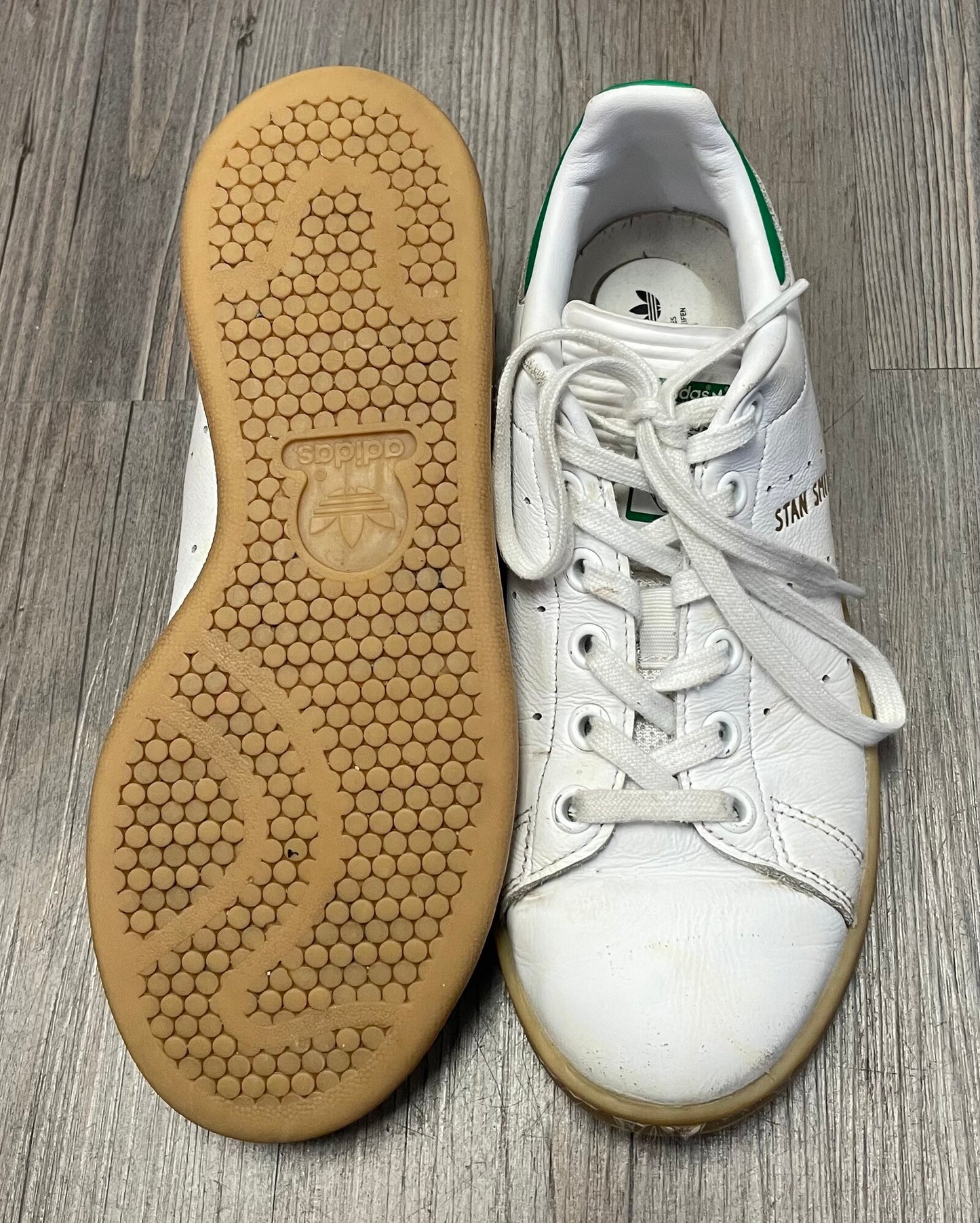 White  Adidas Stan Smith Shoes, 4Y