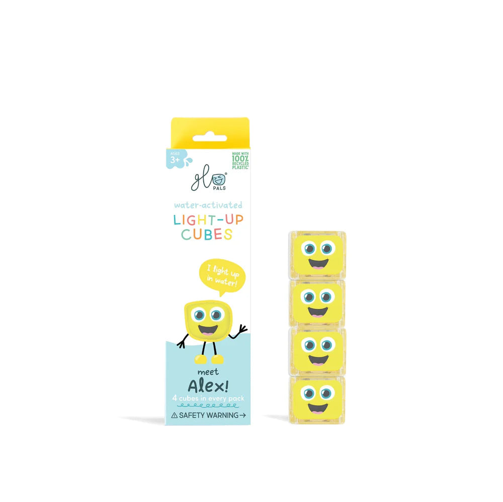 Yellow Glo Pals Alex! Light-Up Cubes, 4 Cubes Per Package
