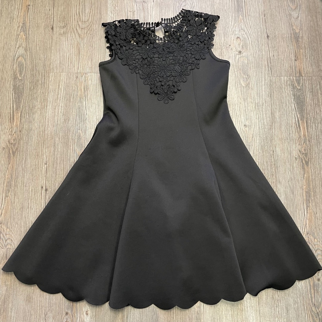 Black Zunie Lace Stretch Dress, 14Y