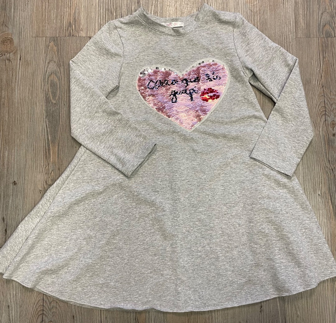 Grey TAMTAM Long Sleeve Dress, 10Y