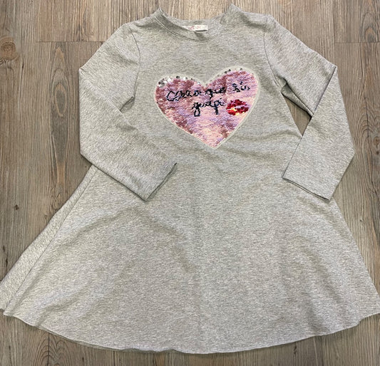 Grey TAMTAM Long Sleeve Dress, 10Y